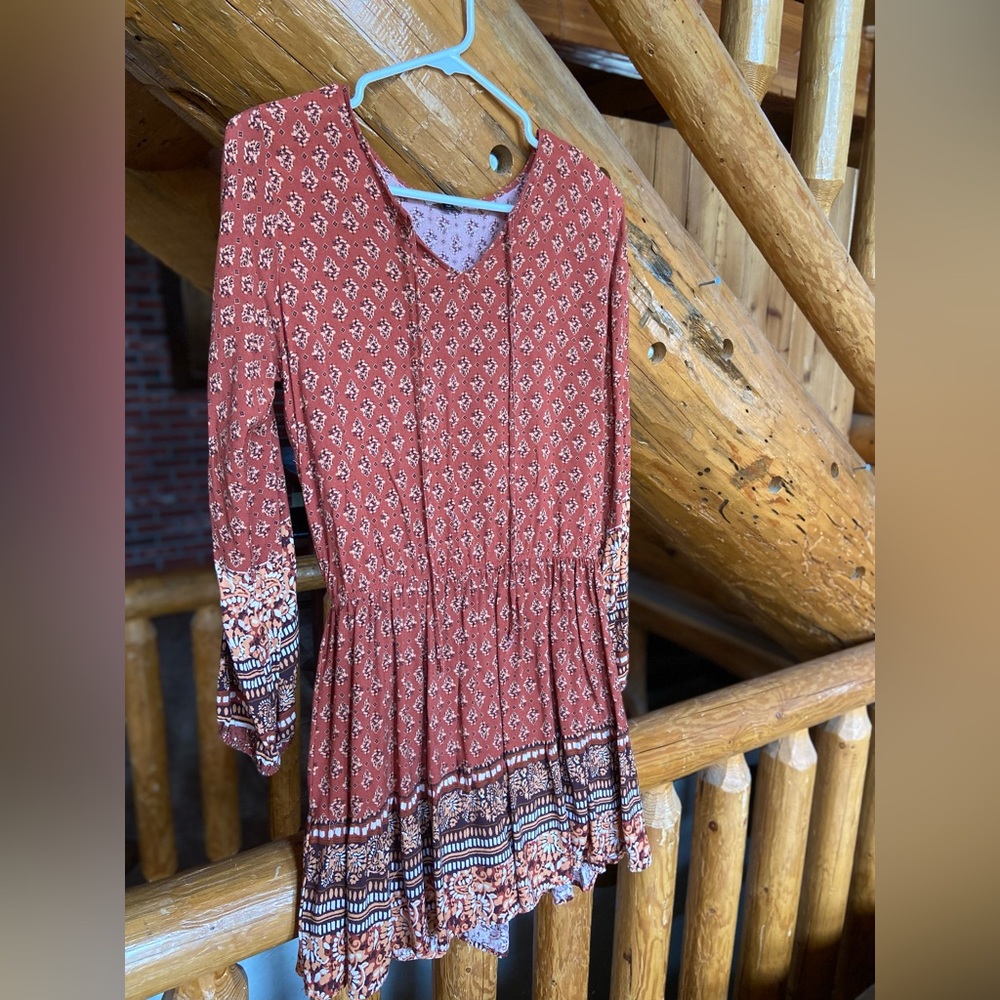 Wild Moss Long Sleeve Ruffle Dress